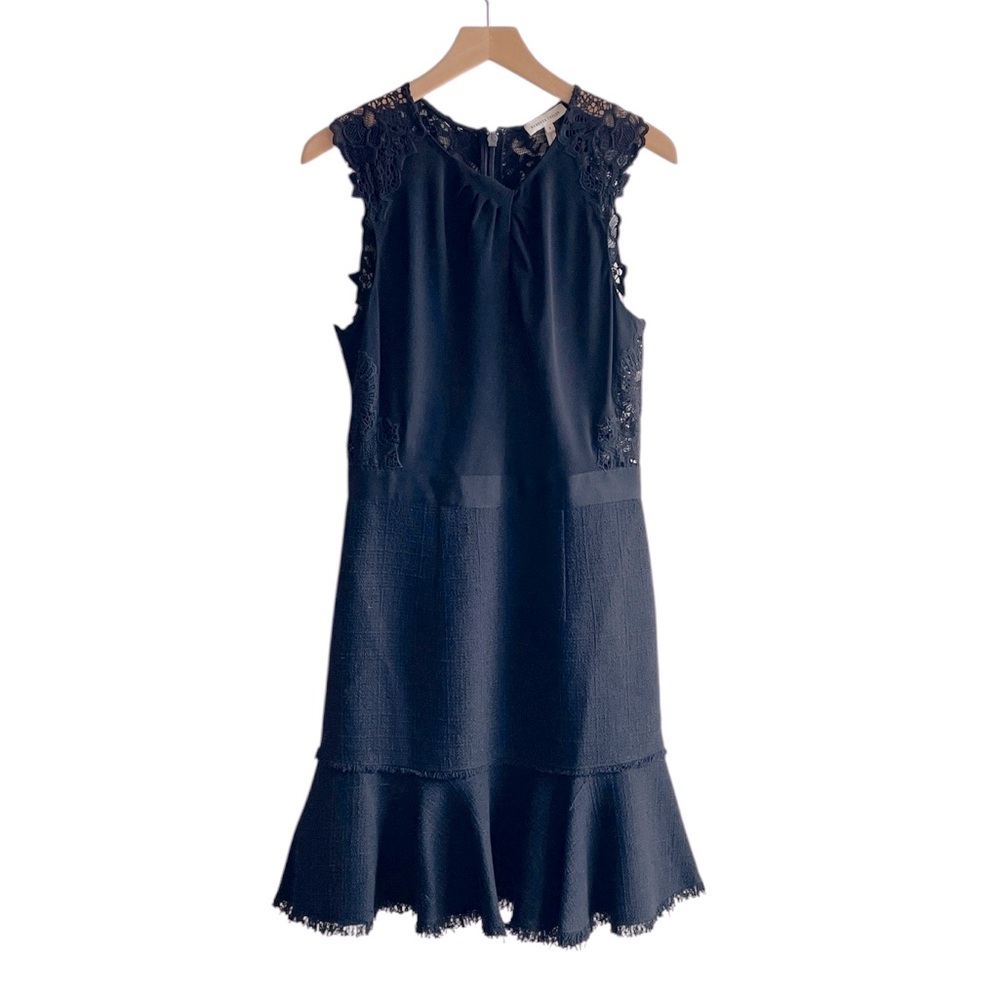 Rebecca Taylor black lace and tweed dress size 8